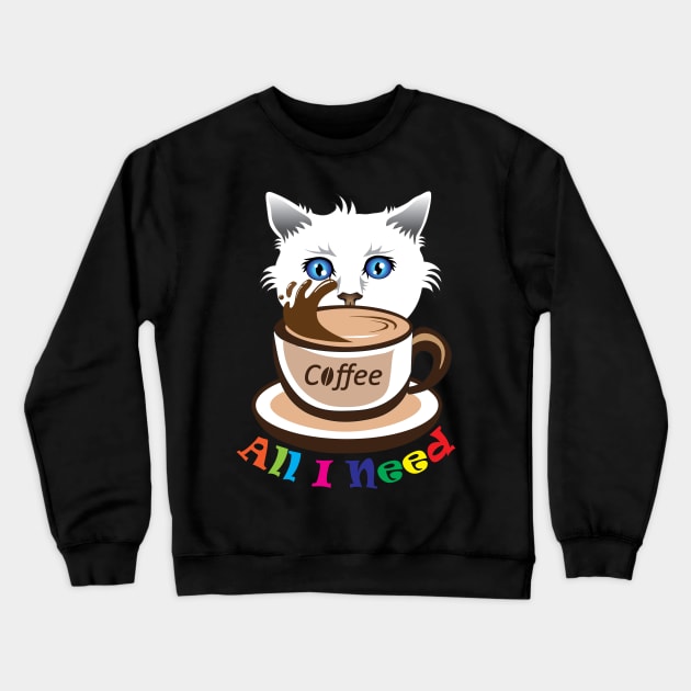 Cat and Coffee Crewneck Sweatshirt by mounier